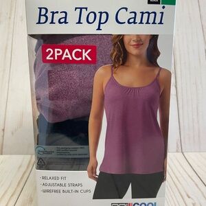 Women's 32 Cool Built In Bra Top Cami Camisole 2 Pack XL Bust 42-44" NEW